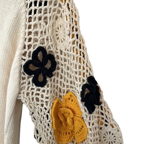 Stella Pardo Paris Lisa Sweater Hand Made Open Flower Crochet Size XS/Small $405 - Picture 7 of 15